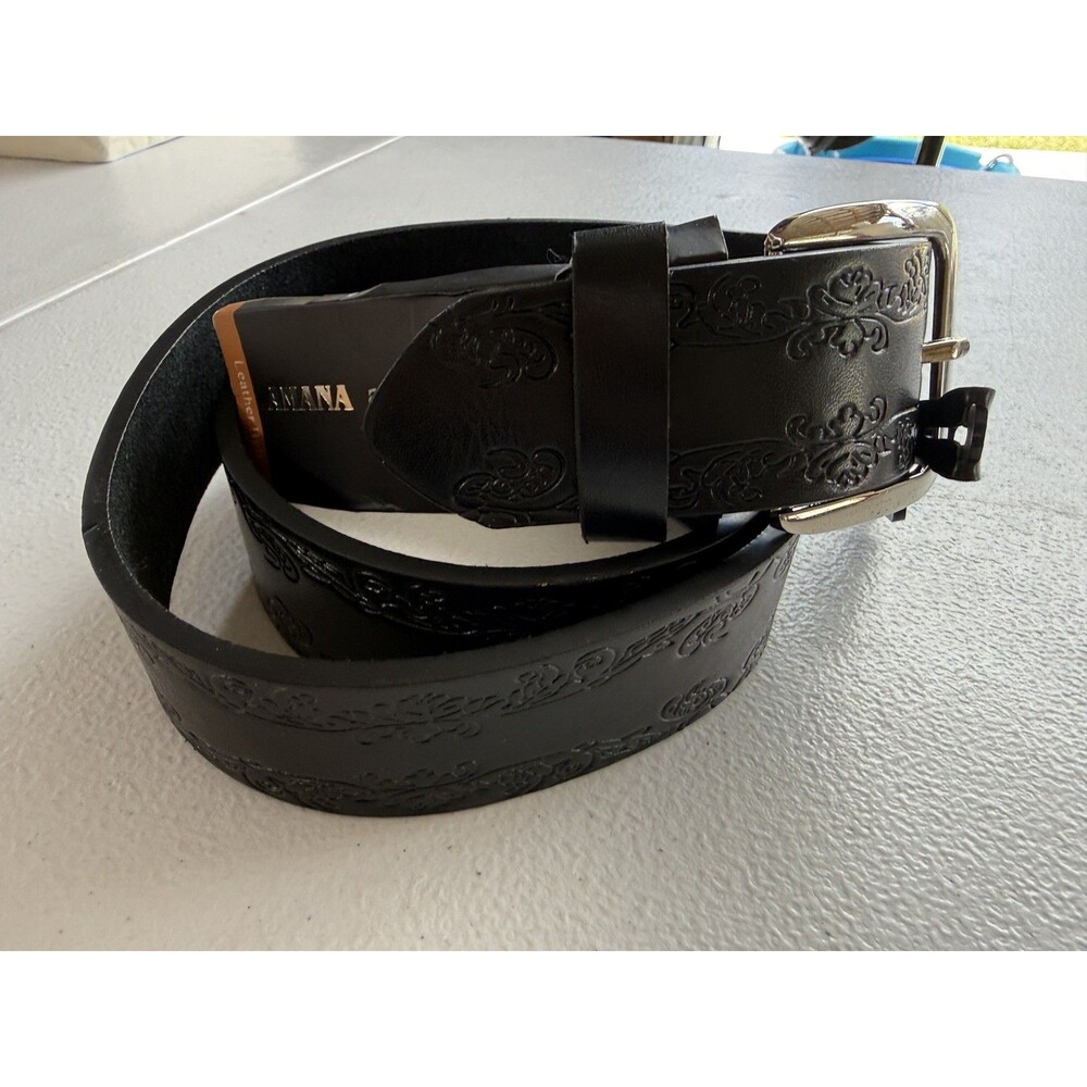 AMANA Accessories Black Genuine Leather Automatic Ratchet Belt Strap Size 40 NWT